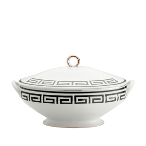 Ginori Labirinto Black Tureen w / Cover - 4.5 qt.